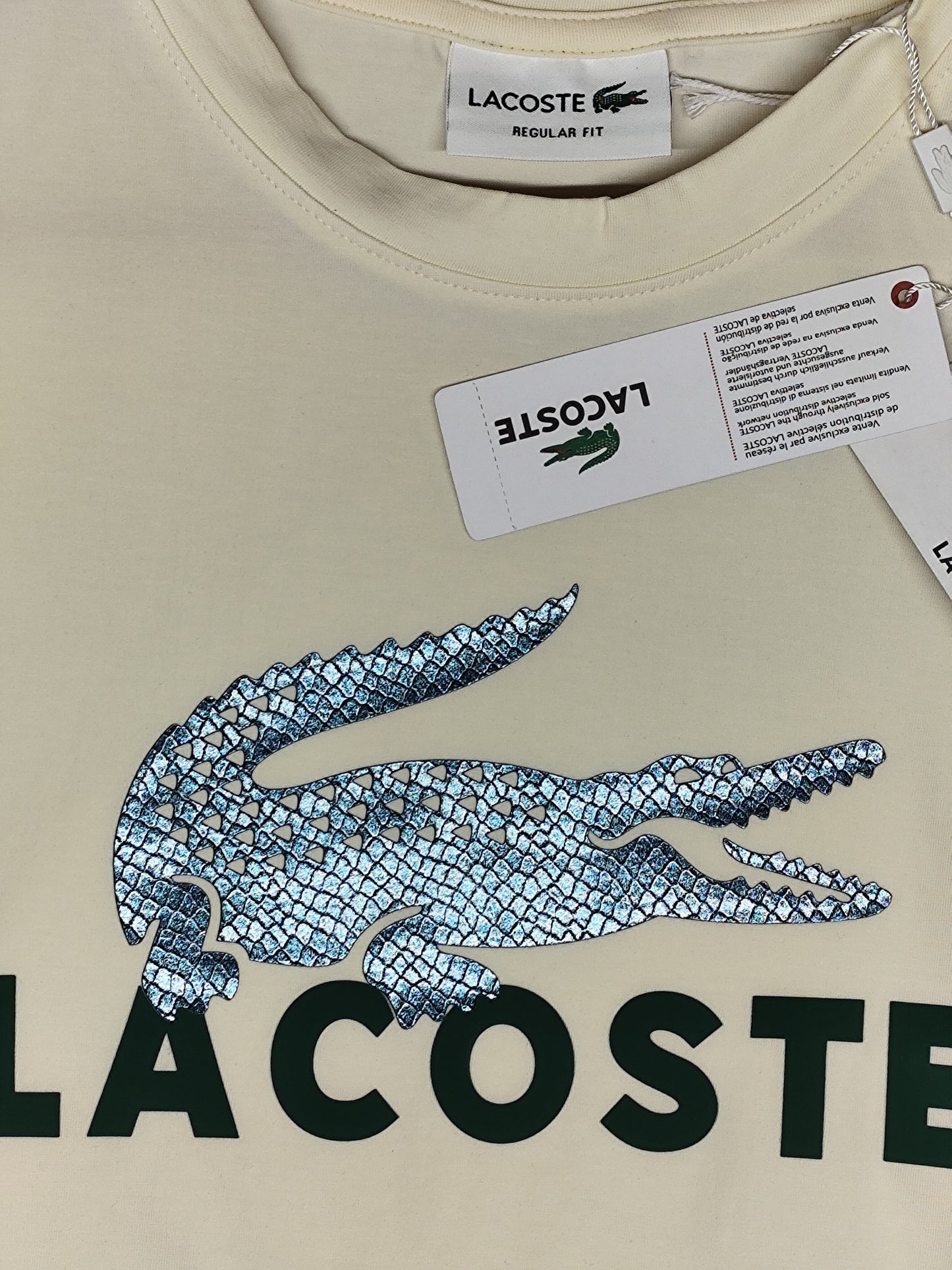 LACOSTE-Round neck-CREAM-Regular Fit