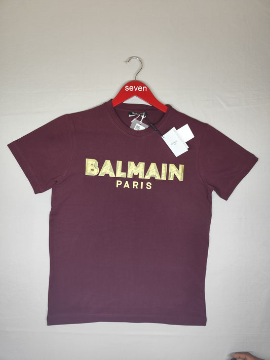 BALMAIN-Round neck-MAROON-
