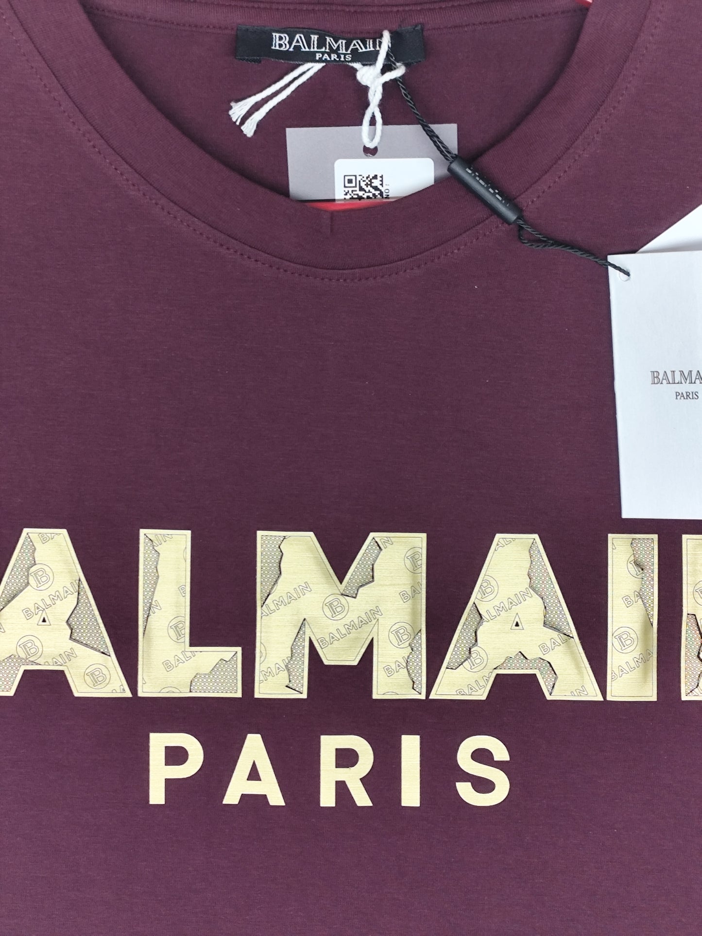 BALMAIN-Round neck-MAROON-