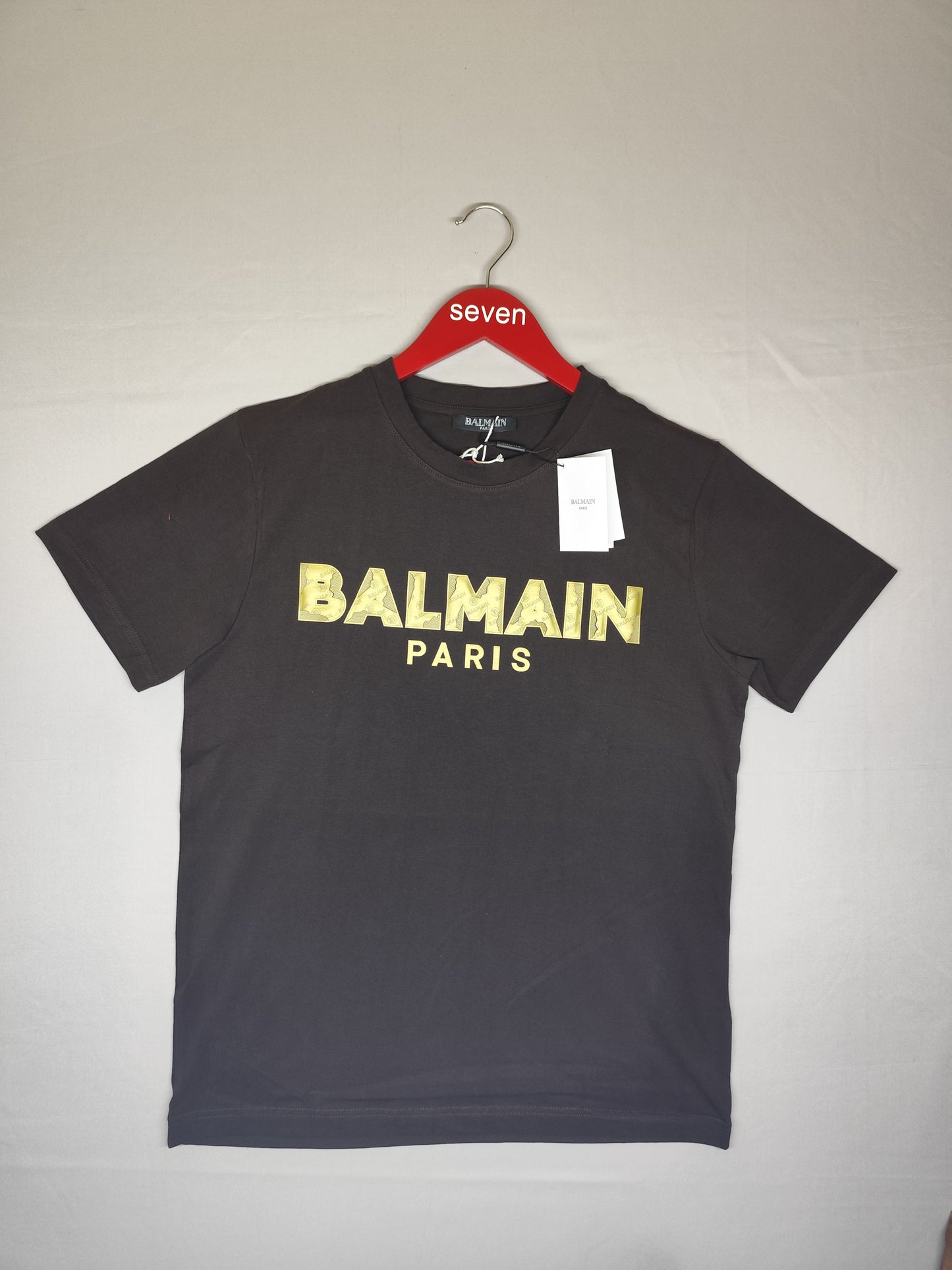BALMAIN-Round neck-BROWN-
