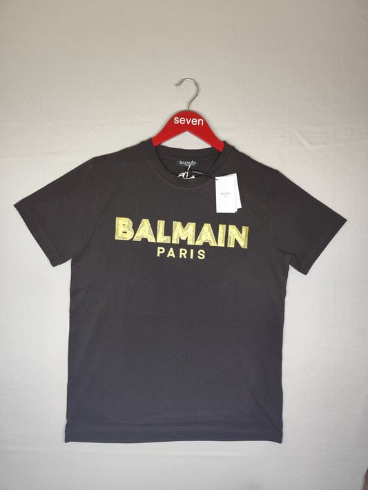 BALMAIN-Round neck-BROWN-