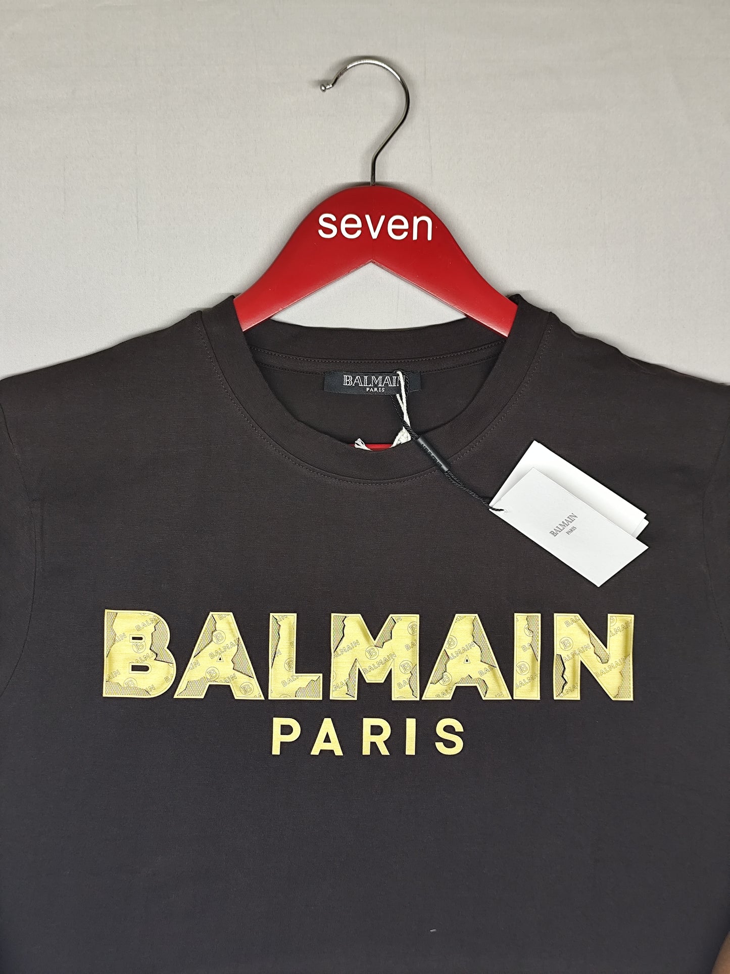 BALMAIN-Round neck-BROWN-