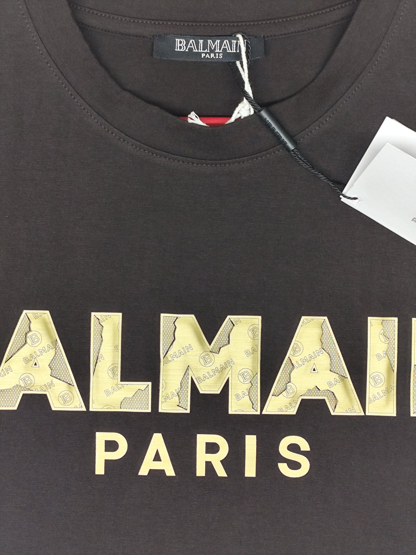 BALMAIN-Round neck-BROWN-