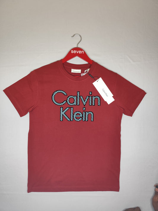 CALVIN KLEIN-Round neck-MAROON-