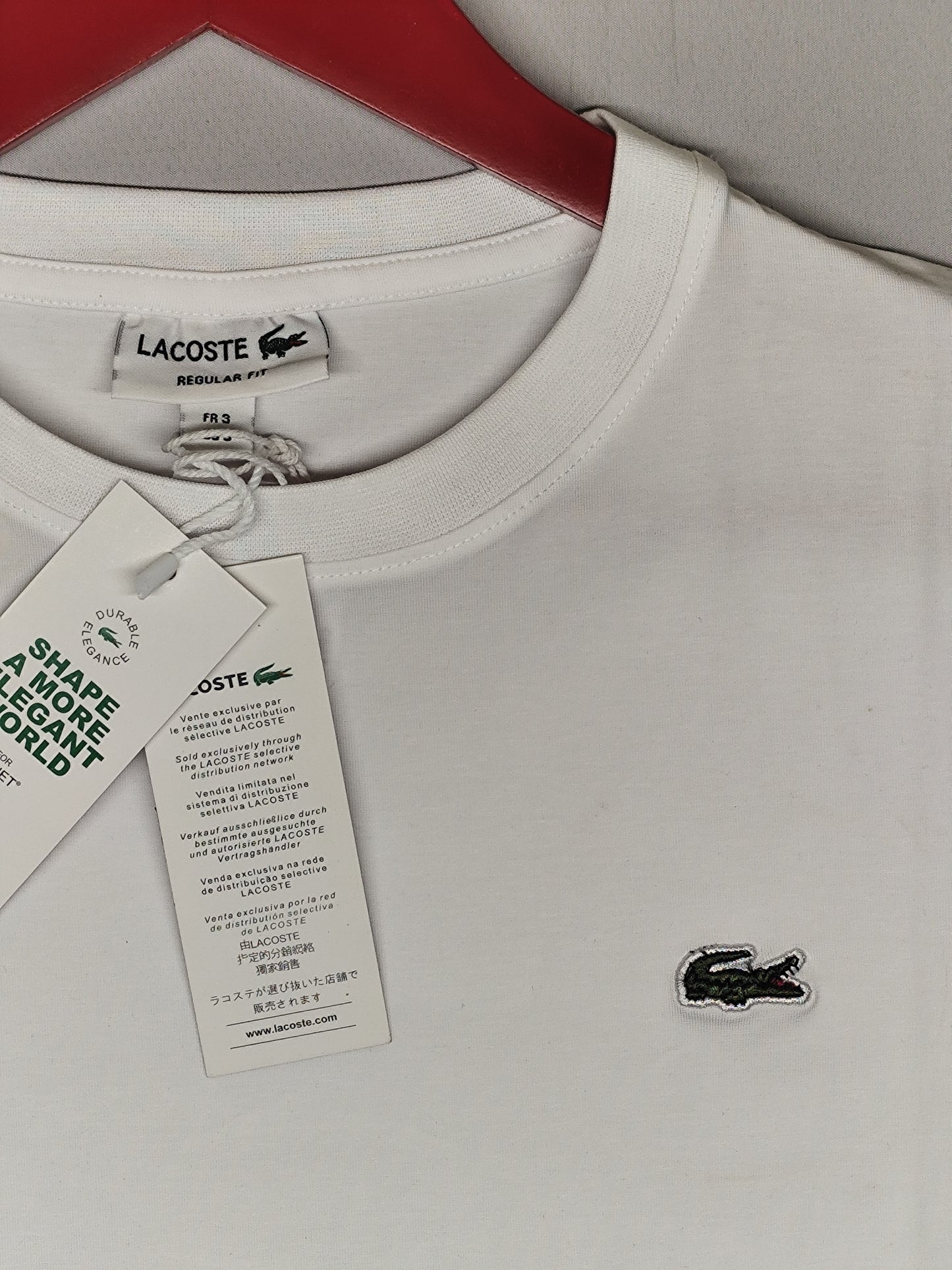 LACOSTE-Round neck-WHITE-Regular Fit