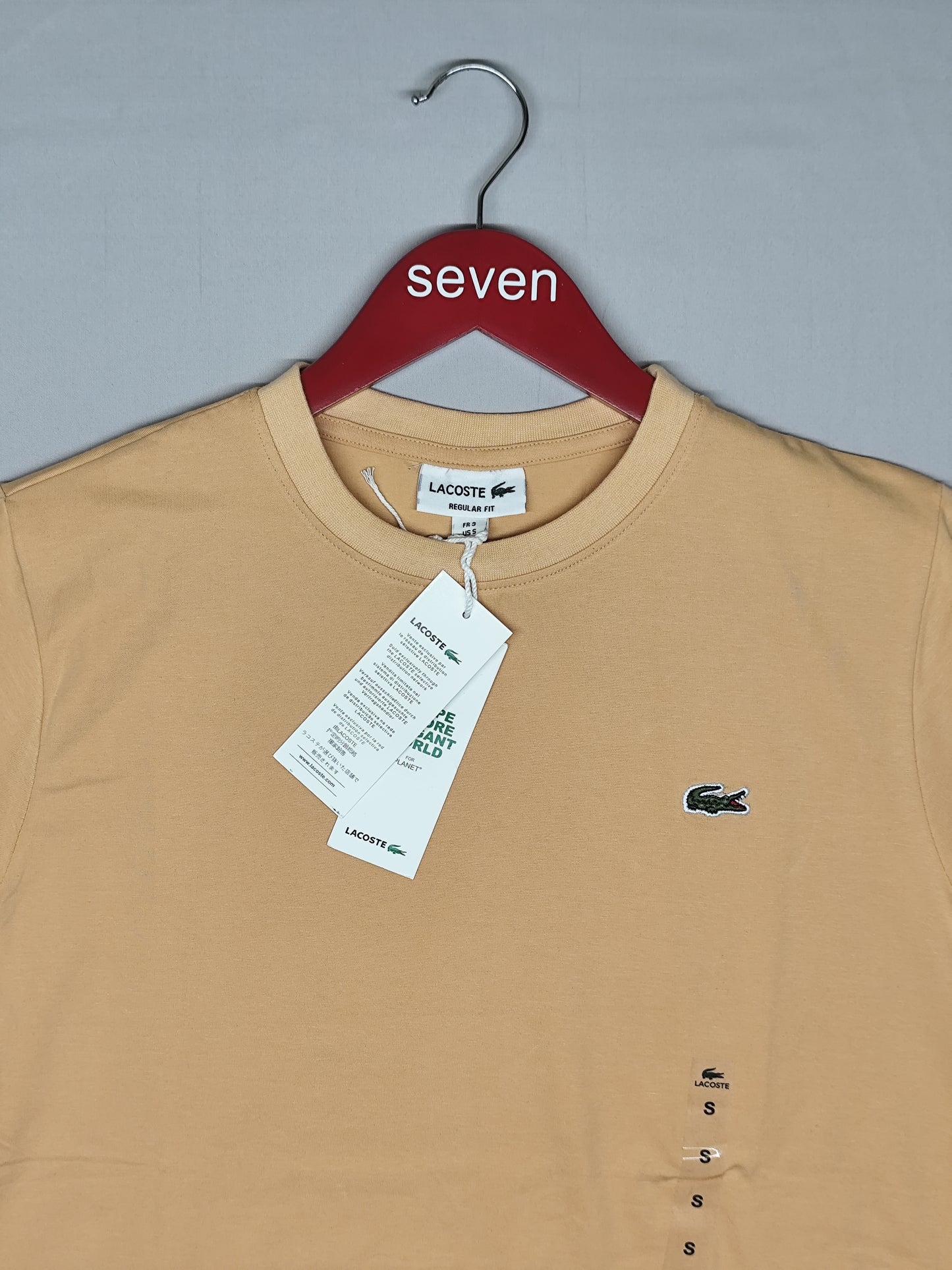 LACOSTE-Round neck-BEIGE-Regular Fit