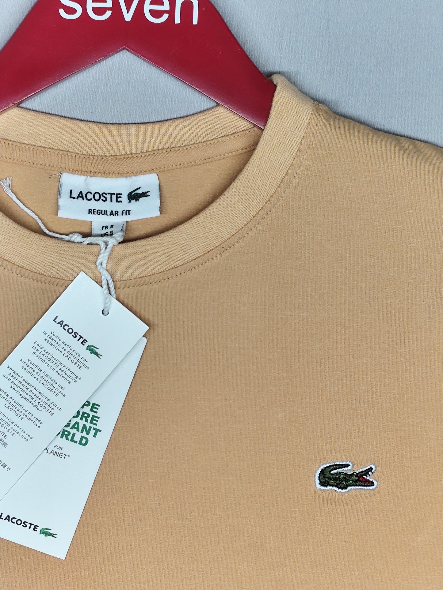 LACOSTE-Round neck-BEIGE-Regular Fit