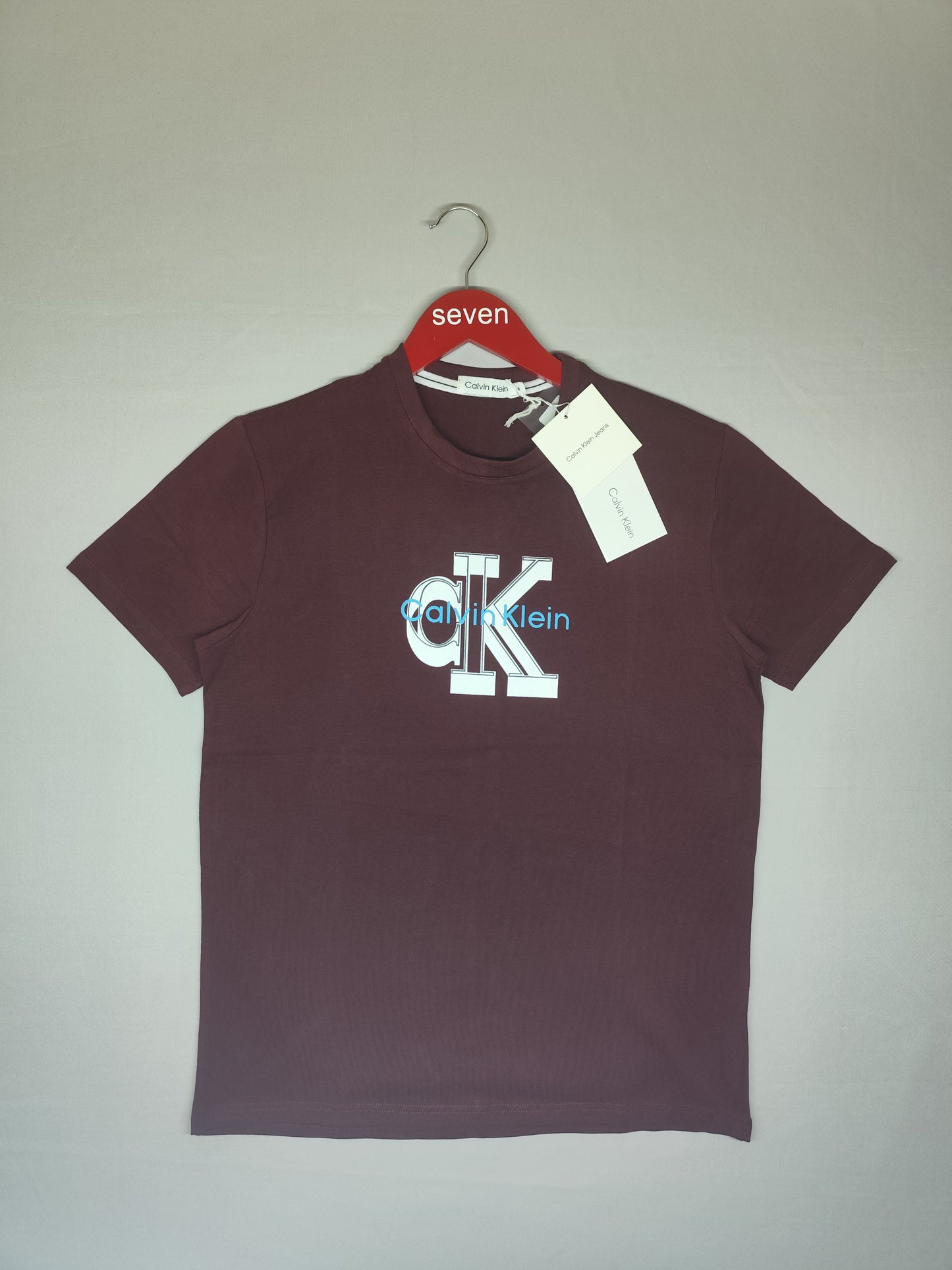 CALVIN KLEIN-Round neck-MAROON-