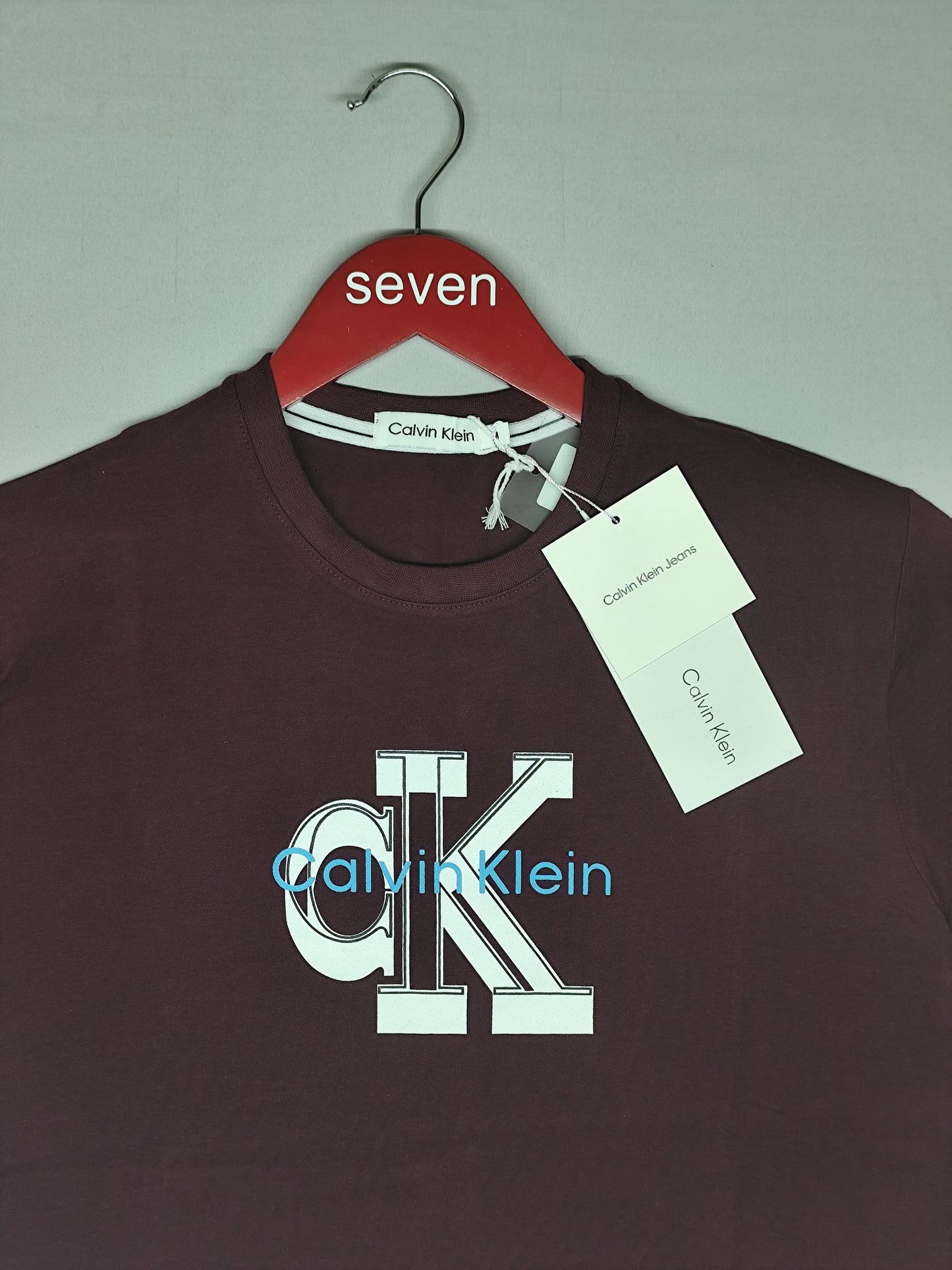 CALVIN KLEIN-Round neck-MAROON-