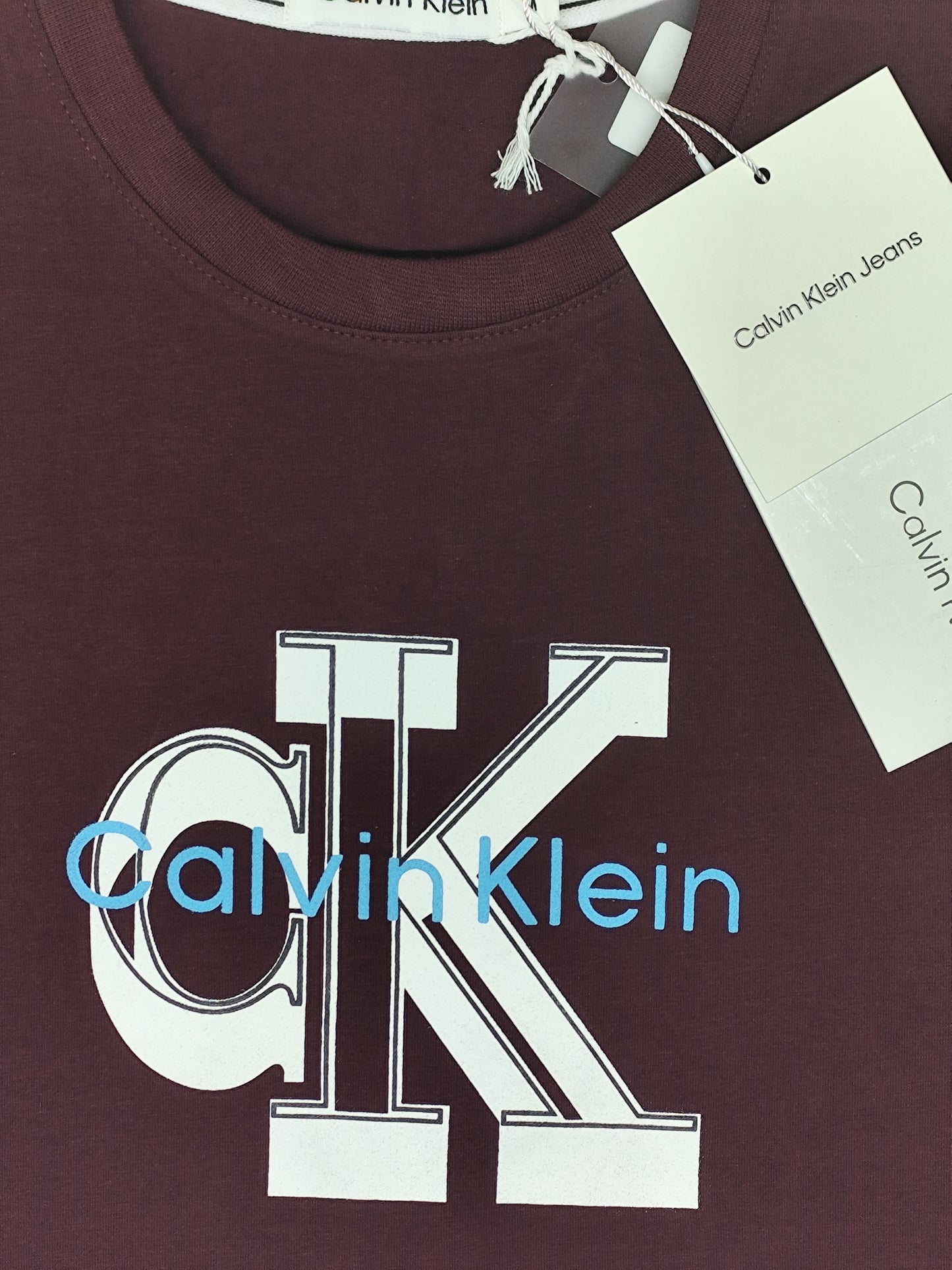 CALVIN KLEIN-Round neck-MAROON-